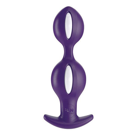 Fun Factory B Balls Duo Anal Plug, White & Dark Violet - FN375WV
