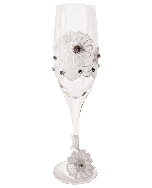 Bride to Be Champagne Glass w/White Lace Trim by Bride to Be