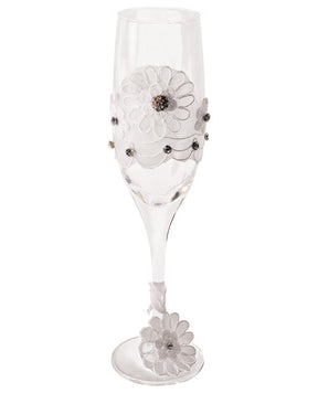Bride to Be Champagne Glass w/White Lace Trim by Bride to Be