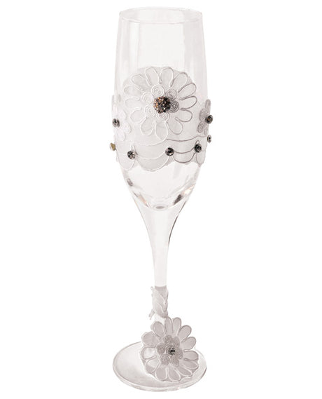 Bride to Be Champagne Glass w/White Lace Trim by Bride to Be