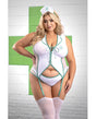 Play Herbal Remedy Gartered Bustier w/Panty & Headpiece - White 3X/4X by Play by Fantasy Lingerie