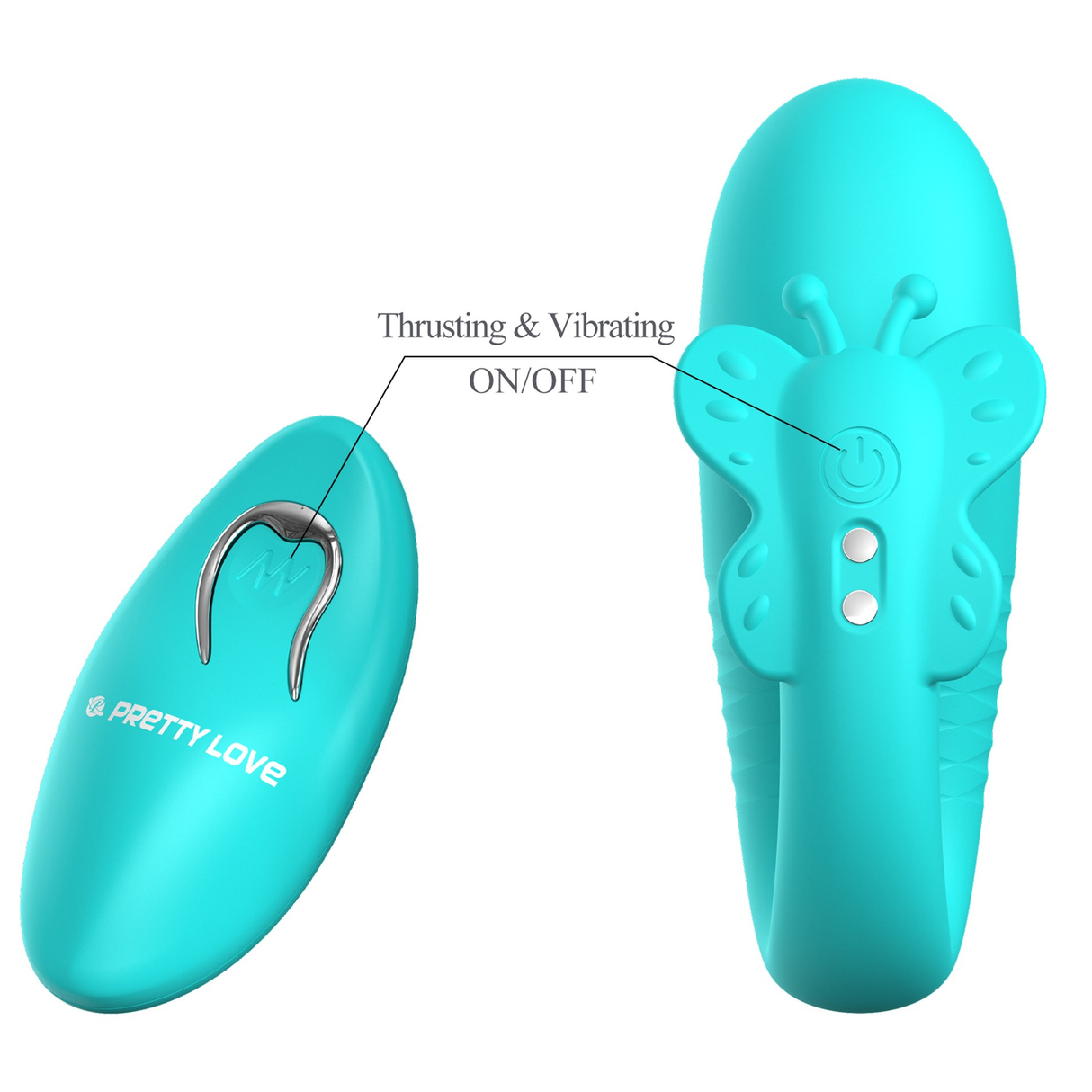Pretty Love Remi Thrusting Hands-Free Vibrator — Aqua - BI-300093W