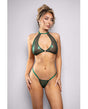 Emerald Shimmer Mesh Halter Bralette w/Open Back Panty 2 pc Set - Green L/XL by Radiance by Fantasy