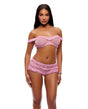 Soft Girl Era Sheer Mesh & Lace Bralette 2 pc Set - Light Pink LG by Forplay