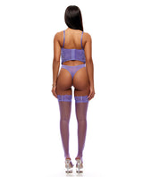 See It Through Guipure Teddy Set w/Stockings - Purple SM by Forplay