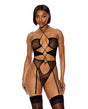 Pull My Strings Sheer Mesh Halterneck Teddy - Black LG by Forplay