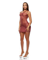 Patch of Petals Sheer Mesh and Lace Chemise w/Thong 2 pc Set - Mauve MD by Forplay