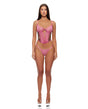 Animal Instincts Mesh Bustier & Panty 2 pc Set - Pink Leopard LG by Forplay