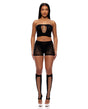 Cross Your Mind Tube Top w/Boy Short & Open Toe Socks Bodystocking - Black QN by Forplay