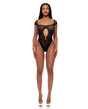 Cross Your Mind Seamless Teddy w/Rhinestone Accents - Black QN by Forplay