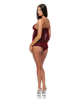 Velvet Lines Mesh Cami & Boy Short 2 pc Set - Red/Black LG by Forplay