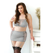 Curve Layne Lace & Microfiber Bralette w/Garter Skirt & G-String Gray 3X/4X by Curve by Fantasy Lingerie