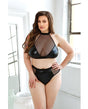 Curve Rebel Wetlook Halter Top w/Removable Chain & Panty Black 3X/4X by Curve by Fantasy Lingerie