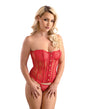 Eyelash Lace Corset w/G-String - Red Large by Fantasy Lingerie