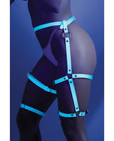 Glow Buckle Up Glow in the Dark Leg Harness Light Blue O/S by Glow by Fantasy Lingerie