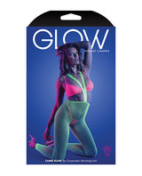 Glow Come Alive Suspender Stockings, Bralette & G-String Multi Color O/S by Glow by Fantasy Lingerie