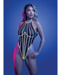 Solar Flare Flash Reflective Binding Halter Tie Teddy - Black L/XL by Glow by Fantasy Lingerie