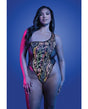 Luminescent Flash Reflective Floral Print Teddy - Black QN by Glow by Fantasy Lingerie