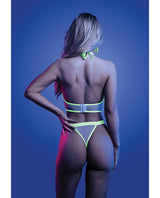 Supernatural Glow-in-the-Dark Zipper Bralette & Thong - White L/XL by Glow by Fantasy Lingerie