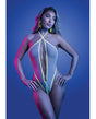 Supernatural Glow-in-the-Dark Trim Zipper Teddy - White S/M by Glow by Fantasy Lingerie