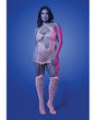 Metamorphic Glow-in-the-Dark Bodystocking Dress; Glows Pink - White QN by Glow by Fantasy Lingerie