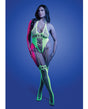 Paradigm UV Reactive Halter Teddy Bodystocking - Neon Green QN by Glow by Fantasy Lingerie