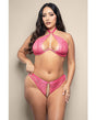 Opulence Shimmer Lace Bra & Panty w/Pearl details - Hot Pink QN by Opulence by Fantasy