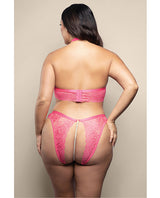 Opulence Shimmer Lace Bra & Panty w/Pearl details - Hot Pink QN by Opulence by Fantasy