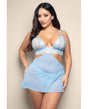 Opulence Metallic Lace 2-in-1 Set w/Pearl Details - Light Blue QN by Opulence by Fantasy