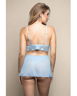 Opulence Metallic Lace 2-in-1 Set w/Pearl Details - Light Blue S/M by Opulence by Fantasy