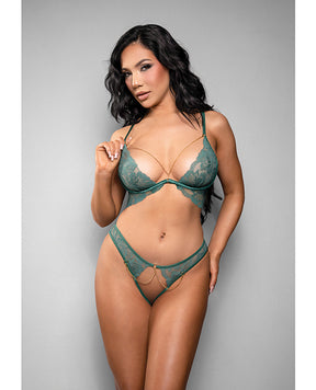 Temptress Aerin Lace Bra w/Removable Chain & Panty 2 pc Set - Green L/XL by Temptress by Fantasy