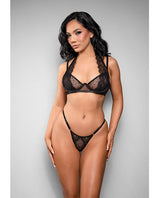 Temptress Vivienne Swiss Dot Mesh and Lace Bra w/Panty 2 pc Set - Black L/XL by Temptress by Fantasy