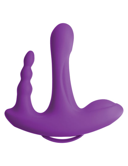 Threesome Rock n' Ride Silicone Vibrator - Purple by Pipedream