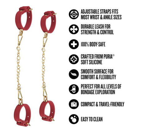 Blush Ardor Wrist & Ankle Restraints — Red, Puria Silicone - BL-55528