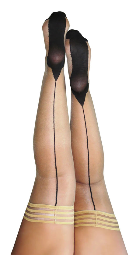 Kix'ies Ruby Cuban Heel Thigh Highs — Size D, Nude - KX-1318D-NUD-D