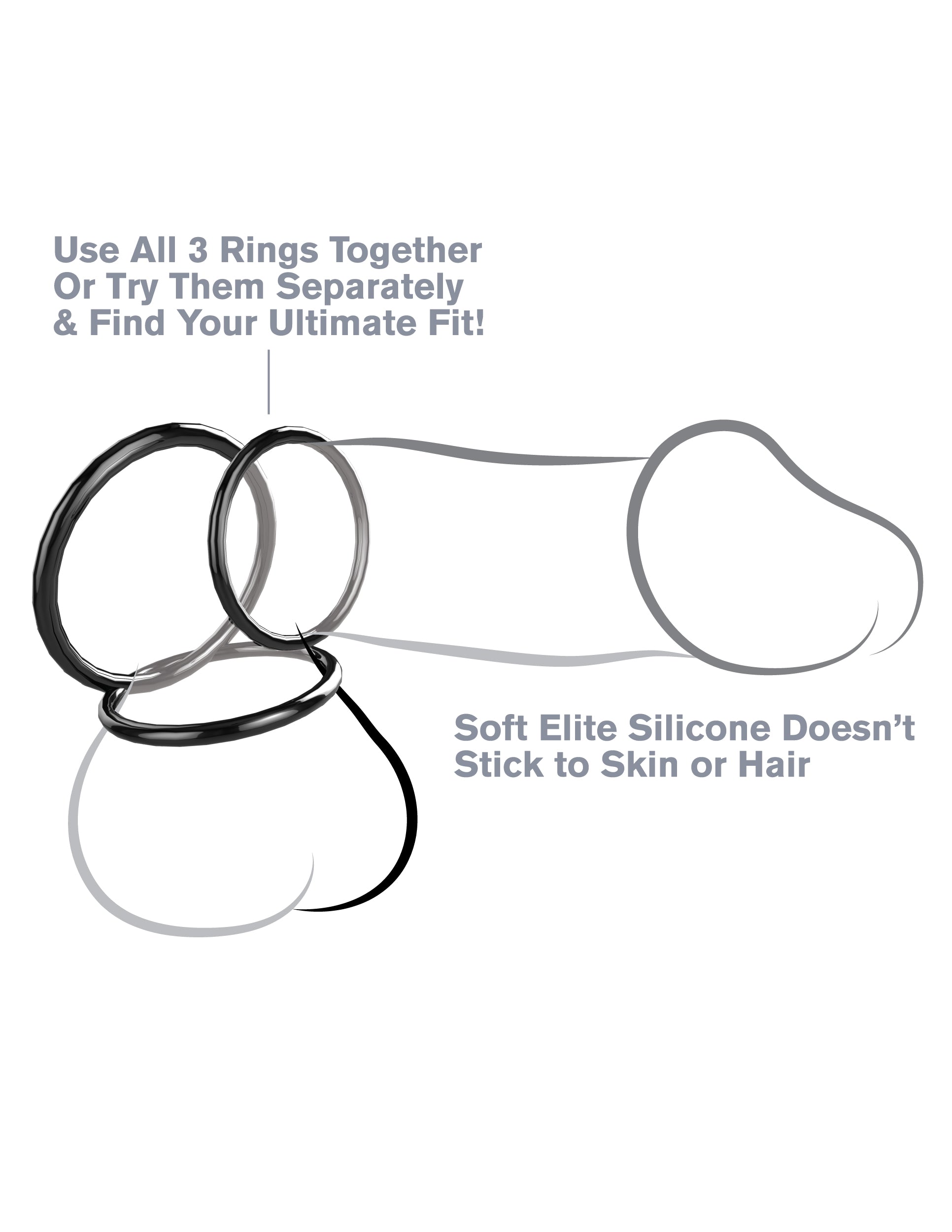 Fantasy C-Ringz Silicone Ring Stamina Set - Black by Pipedream