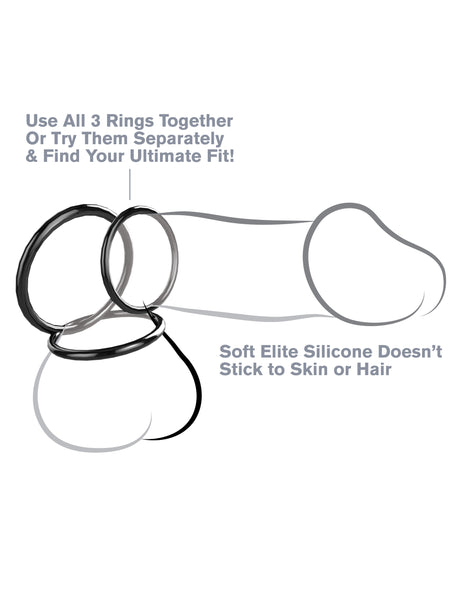 Fantasy C-Ringz Silicone Ring Stamina Set - Black by Pipedream