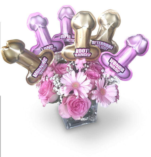 Little Genie Pop-Up Penis Balloons, 6 Count, Pink & Brown - LG-NV072