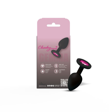 Gemma Pink Gem Black Silicone Plug - Small