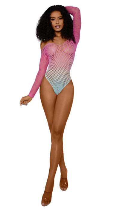 Dreamgirl Ombre Net Bodystocking — One Size, Tropical Sky - DG-14092TSOS