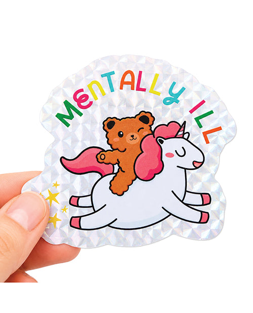 Mentally Ill Shiny Glitter Sticker by Sleazy Greetings