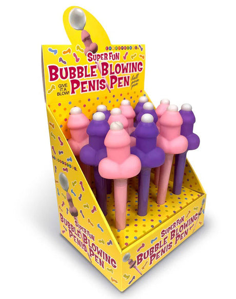 Little Genie Bubble-Blowing Novelty Pens — Display of 12 (Pink & Purple) - LG-CP1252