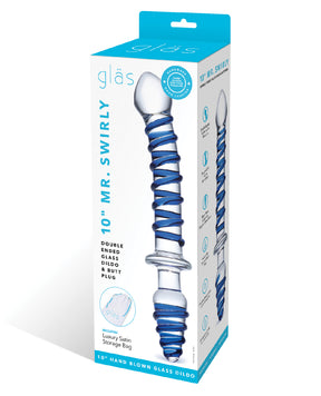 Glas 10" Mr. Swirly Double Ended Glass Dildo & Butt P by Glas