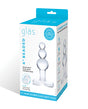 Glas 4" Beaded Glass Butt Plug w/Tapered Base - Clear by Glas