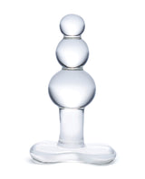 Glas 4" Beaded Glass Butt Plug w/Tapered Base - Clear by Glas