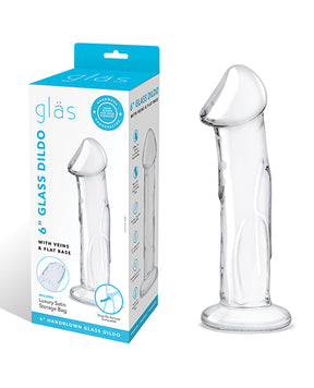 Glas 6" Dildo w/Veins & Flat Base by Glas