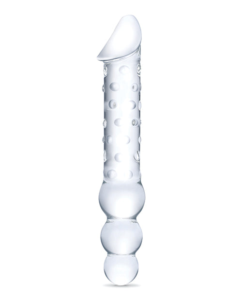 Glas 12" Double-Ended Glass Dildo with Anal Beads, Clear
