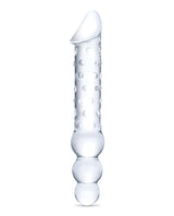 Glas 12" Double-Ended Glass Dildo with Anal Beads, Clear