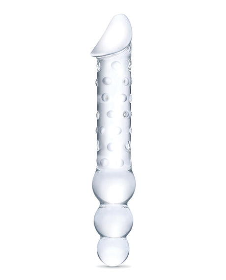 Glas 12" Double-Ended Glass Dildo with Anal Beads, Clear