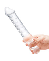 Glas 12" Double-Ended Glass Dildo with Anal Beads, Clear